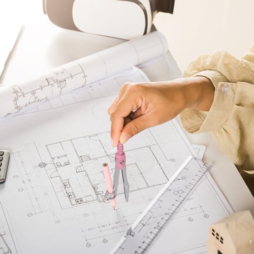 Mathematik-Set, Geometrie-Set, Winkelmesser und Zirkel-Set mit Metallbox, Zeichenkompass mit Linealen, Mathematik-Kompass-Set für Klassenbedarf und Schule, 9-teilig
