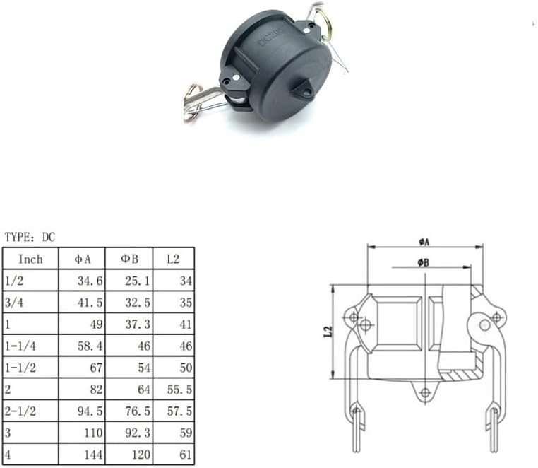 PP Camlock Coupling Quick Connect Fittings A B C D DC DP E F Type Plastic Hose Adapter for Water Chemical Agriculture Irrigation(DC-Type,1-1/4")