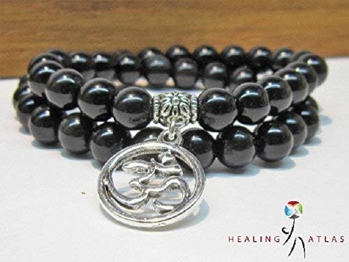 Agesta Black Obsidian Double Wrap Bracelet 8mm Gemstone Bracelet - Grounding & Strength - Choose Your Own Charm - 45 Bead
