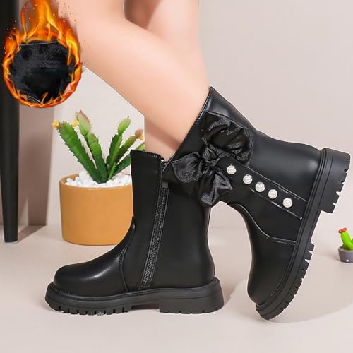 Toddler Girls Mid Calf Boots Kids Riding Boots with Side Zipper Comfortable Thick Sole Riding Shoes2