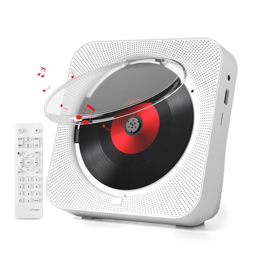 SKYANS CD Player Portable with Bluetooth 5.1 & HiFi Speakers, CD Players for Home with Remote Control & LCD Display, CD Music Player Supports CD/USB/TF Card/FM Radio/AUX/Headphone Jack