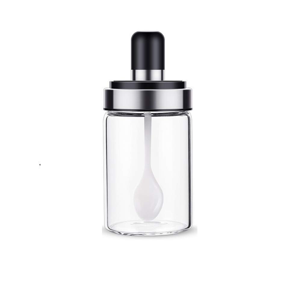 SEMITO Glass Spice Jars With Serving Spoon Lid - 250 ml, Pack of 1, Clear