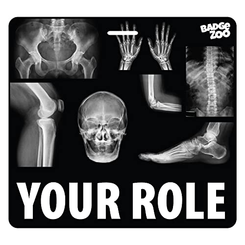 Personalized Double-Sided Horizontal Radiology Marker Holder with Real X-RAY Scans - Waterproof PVC - 3 1/3" x 3 1/8"