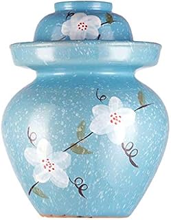 Lucky star Blue Traditional Fermentation Pottery Pot Jar, Crock Jar Stoneware Pot, Water Sealed lid in Brown Fermenting, for Food Serving or Storage, not for Cooking (Size : Large)