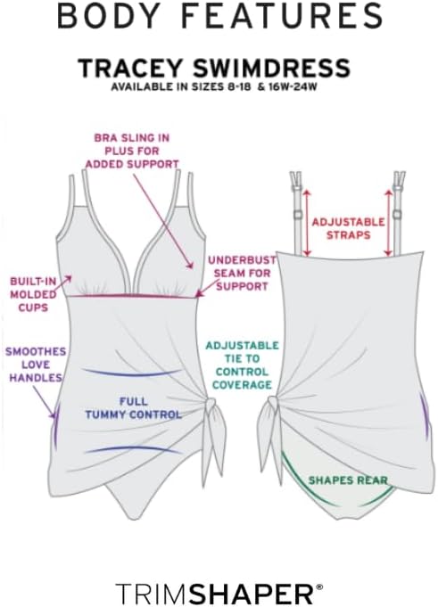 Womens Built-in Tummy Control Tracey Swimdress with Adjustable Side Tie - Image 7