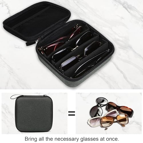 Image of Bukere Travel Sunglasses Organizer Case Adjustable Slot For Multiple Eyeglasses Hard-shell Portable Storage Box for Men Women