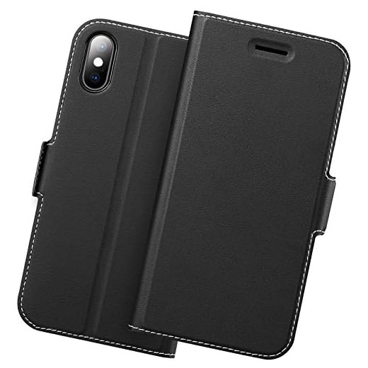 Fodral iPhone Xs, Fall iPhone 10, Mobilskal iPhone X med Korthållare, Magnetisk Stängning, Hülle/Handyhülle/Schutzhülle-Fullständigt Skydd iPhone 10/iPhone Xs/iPhone X, Flip/Folio Phone Case.Svart