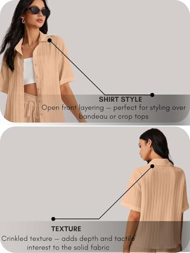 Image of Leriya Fashion Co-ord Set for Women Stylish Solid Poly Lycra Cotton | Textured Pyjama Set For Woman Travel Beach & Holiday Look | Oversized Loose Fit Trendy Top & Shorts for Summer Day Vacation