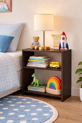 Image of Wooden Bedside Table for Bedroom with Drawer | Side Table | Nightstand End Table | Small Table with Storage | DIY | 20x16x8 Inch | Wenge