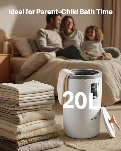 VEVOR Handtuchwärmer Eimer Wärmegerät 20 L mit LED-Anzeige & Einstellung (Timer & Temperatur) & Sicherheitsschloss, Towel Warmer für Badezimmer Waschküche Boden, zum Wärmen von Decken, Pyjamas