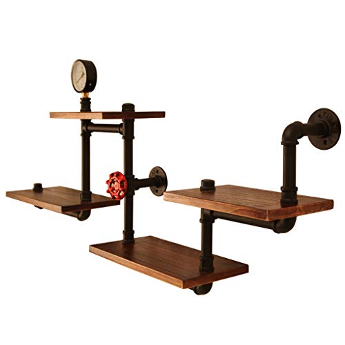 GLY Estante de Pared Industrial for tuberías Metal Resistente, estantes de Pared de Madera de Pino Vintage Estantería rústica for Cocina, Sala de Estar, baño, Dormitorio, decoración del hogar