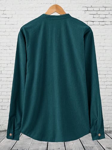 Image of Noble Monk Men Polycotton Solid Regular Shirt || Casual Plain Stylish Shirt for Man || Full Sleeve Band Collar Shirts for Men || Casual Wear for Man