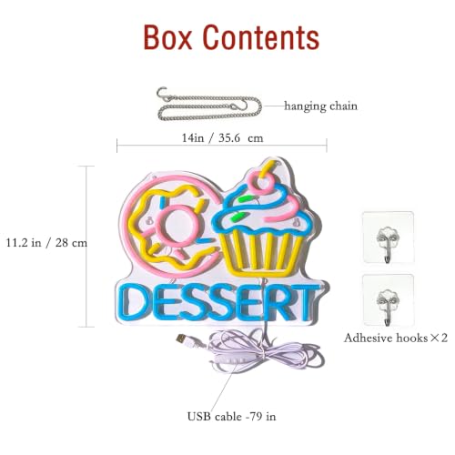 Image of Desserts Neon Sign, Dimmable LED Light Sign for Dessert Cafe Shop Decor