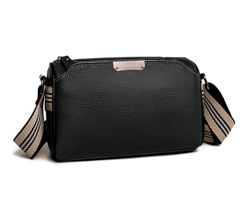 Genuine Leather Crossbody bags for Women Classic Shoulder Cross Body Purse Luxury Trendy Wide Strap Purses Bag