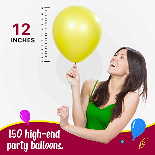 image for BoomBalloon 150 Bright Balloons for Birthday Party Decoration, 15 Colo