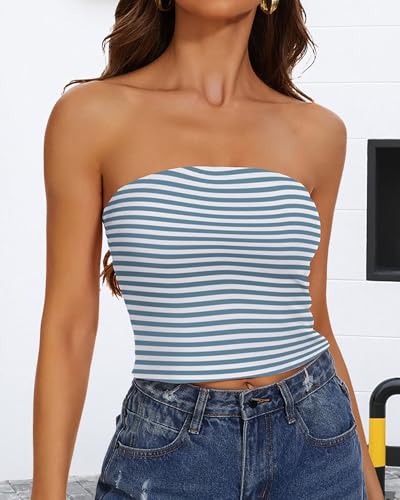 Image of Summer Tube Tops Basic Crop Tops for Women Strapless Tank Casual Tunics Sexy Short Shirts 2026