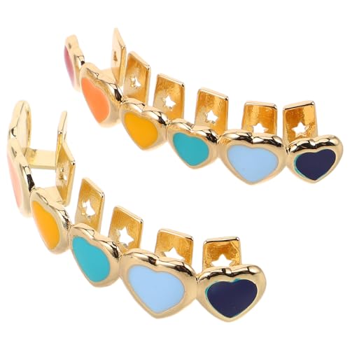 Parrillas metálicas doradas minkissy de 2 piezas con detalle goteo para joyería de dientes