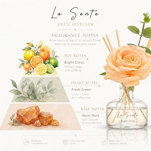 Difusor de varitas cítricas 250 ml con flor decorativa miniatura 3