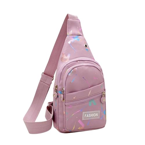 Crossbody Bag Damen Rosa Diebstahlsichere Sling Bag Brusttasche Handtasche Schultertasche Gürteltasche Kleiner Rucksack Umhängetasche City Shoulder Everyday Bodybag aus Leder für Reisen, Lila