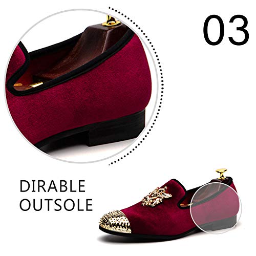 image for JITAI Men Genuine Leather Mens Metallic Textured Slip-on Glitter Loafe