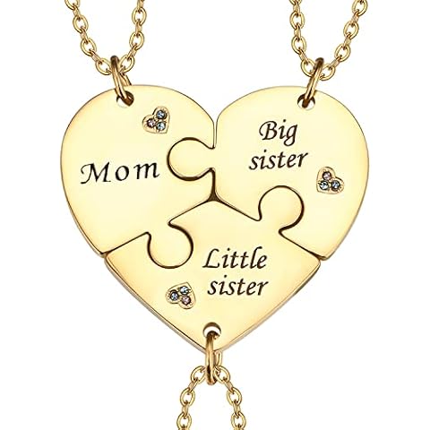 Yonhon Mom Big Sister Little Sister Necklaces for 3 Mon Mother Daughters Necklace for 3 Cover
