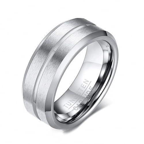 Anillos de boda clásicos de tungsteno negro grabados para el día a día masculino