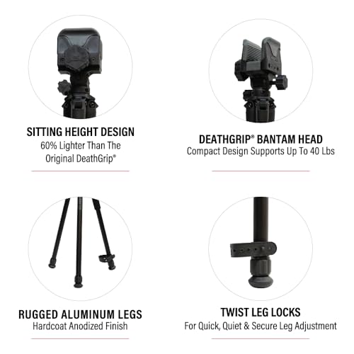 Image of BOG DeathGrip Bantam Hunting Tripod, 20 inch-42 inch, Gun Clamp, Sitting Height