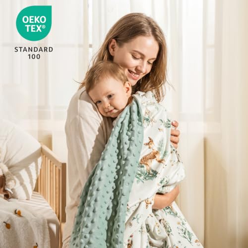 Image of PHF Minky Baby Blanket for Boys Girls, 40x50 Inches Soft Double Layer Baby Blankets with Woodland Animals, Receiving Blanket Bed Throws for Neutral, Infant, Babies