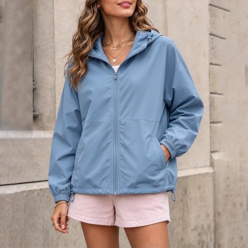 Elneeya Women Windbreaker Jacket Water Resistant Quick Dry Hood Rain Jacket - image 9