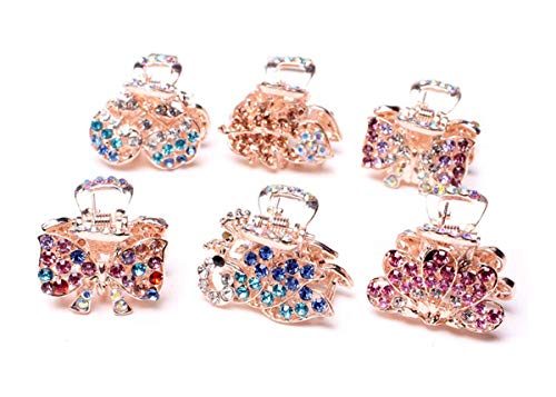 Pinces à cheveux en métal anti-glisse avec strass brillants x6