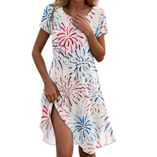 July 4th Dresses Stars Stripe Casual Lounge Maternity Fashion Dressy Festival Short Sleeve Fourth of July Outfits Vestidos De Verano para Mujer 2025