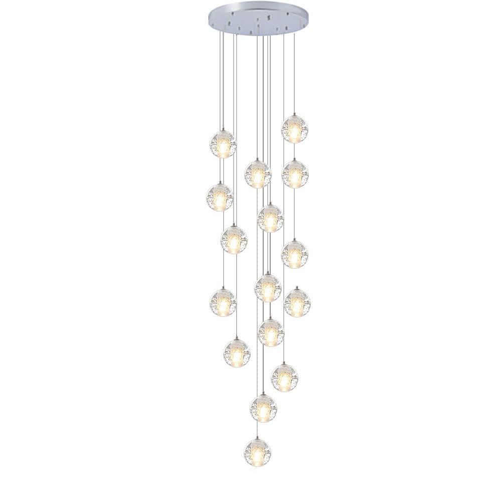Plafonnier suspendu en cristal pour villa, lustre cascade 16 lumières