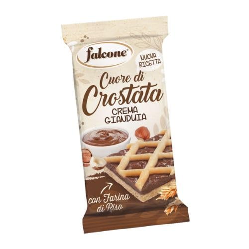 Falcone - Cuore di Crostata Crema Gianduia con Farina di Riso da 60g - Confezione da 44 monoporzioni da 60g -