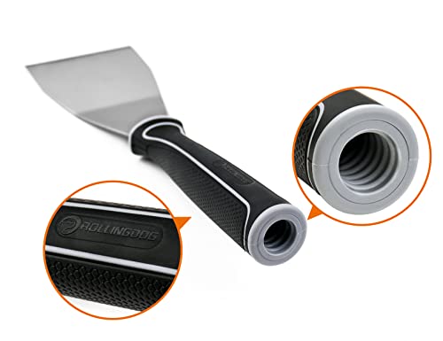 Rollingdog 3 Inch Chisel Pole Scraper - Stainless Steel Bent Blade With Anti-Slip Rubber Handle, Heavy Duty Paint Remover Scraper Tool #TOP7