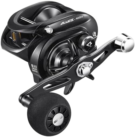 Piscifun Alijoz 400 Baitcaster Fishing Reel, 35Lbs Max Drag Aluminum Alloy Frame Baitcasting Reel, 8.1:1 Gear Ratio Freshwater and Saltwater Low Profile Casting Reel for Musky, Black Left Handle