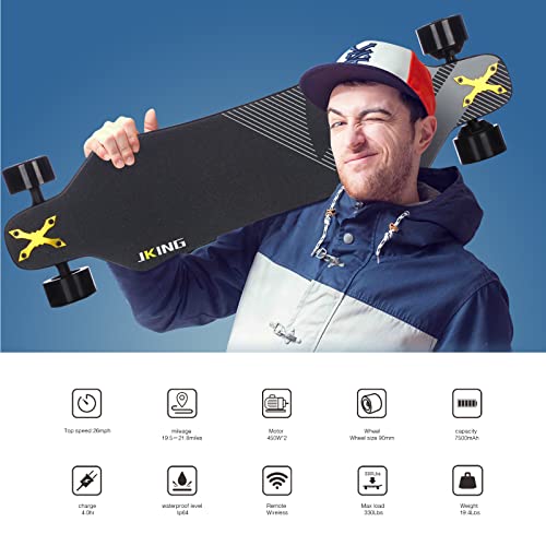 Electric Skateboard Electric Longboard With Remote Control Electric Skateboard,900W Hub-Motor,26 Mph Top Speed，21.8 Miles Range,4 Speed Adjustment，Max Load 330 Lbs,12 Months Warranty #TOP1
