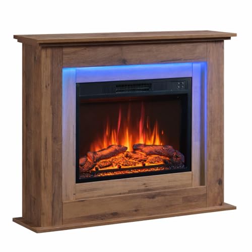 FlameKo Savannah Fireplace with 39 surround and Realistic Flame Effect Heater Dark Bronx Oak Multiple Colours Available