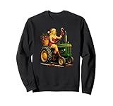 Lustiger Pinup-Bauernhofurlaub mit Weihnachtsmann und Traktoren Sweatshirt