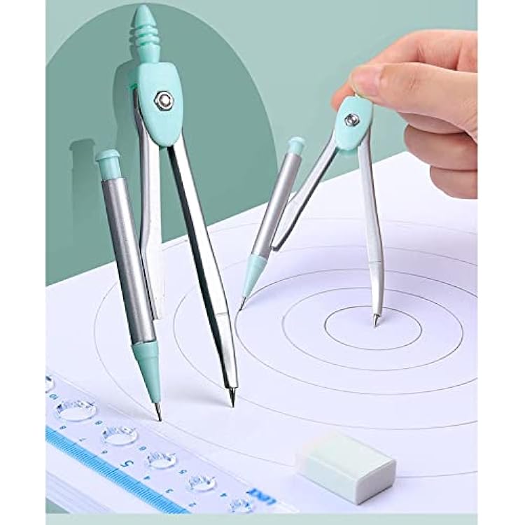 maths set protractor setRuler Set 7Piece Set Student Exam Geometry Set with Protractor Drawing Triangle Eraser Compasses Eraser Ruler for Children School Supplies Math Set Ruler Kit (Color : Blu) ( Co