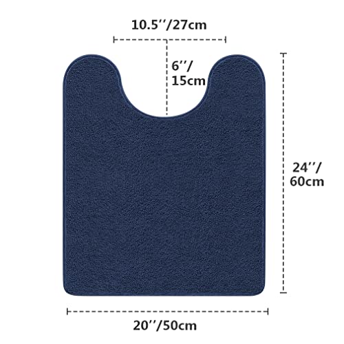 Image of VANZAVANZU Toilet Rugs for Bathroom U Shaped, Contour Bath Rugs for Toilet Bath Mats for Bathroom Non Slip Extra Soft Absorbant Microfiber Shaggy Thick Toilet Rugs U Shaped (U 20 inch*24 inch, Navy Blue)