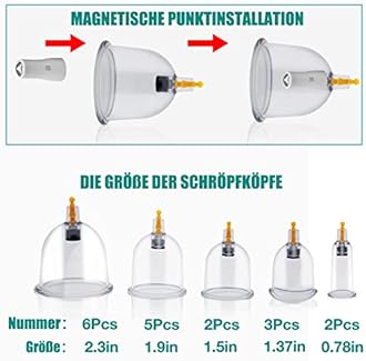 Cupping Therapy Chinese Suction Cup, 18 Pcs Suction Cups Set for Face and Body, Professional Anti Cellulite and Relax Muscles, with Acupressure Point Magnets (Storage Suitcase)