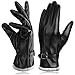 Price comparison product image Women Winter Leather Gloves Thermal - Black Waterproof Touch Screen Gloves Ladies Thermal Driving Leather Gloves with Windproof Warm Men Gloves for Motorcycle Gifts Skin Running Riding Cycling M