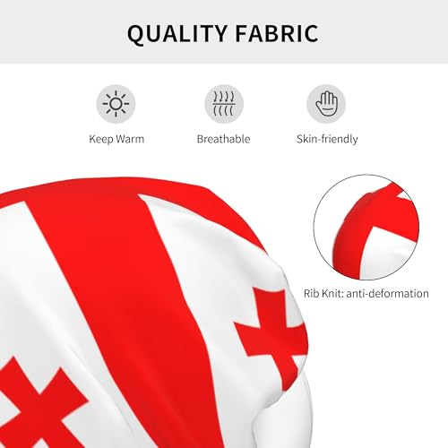 Georgian Flag Children Hip Hop Knitted Hat Kids Elastic Leisure Knit Cap Warm Sleep Beanies Black3