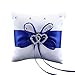 Gemini_mall® Coussin pour alliances en forme de cœur avec strass Bleu 10 x 10 cm