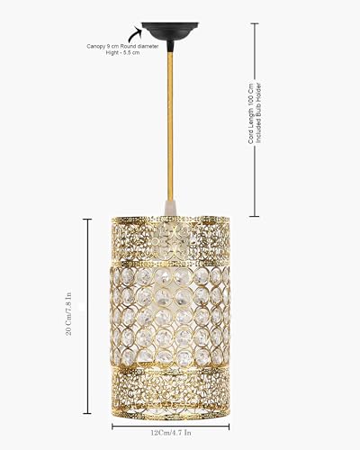 Image of Homesake Vintage Crystal Hanging Light | Antique Gold Finish | Pendant Light | Ceiling Lamp | Home Decor | Indoor Lighting | Living Room, Bedroom, Dining Room, Kitchen | Trending Home Accessories