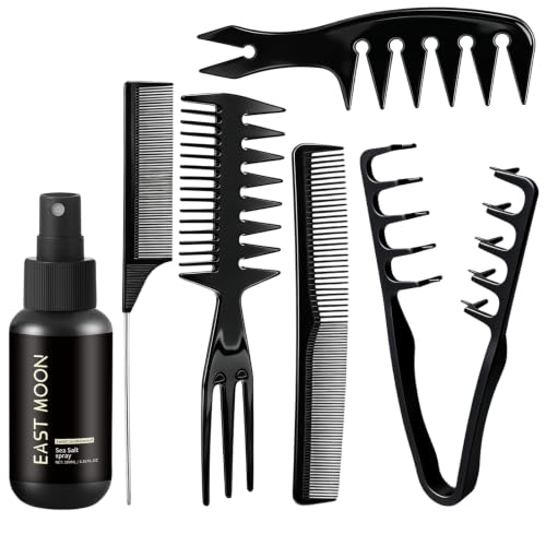 5 Stück Kamm Männer Styling Set+Sea Salt Spray,Voluminöse Frisur Set