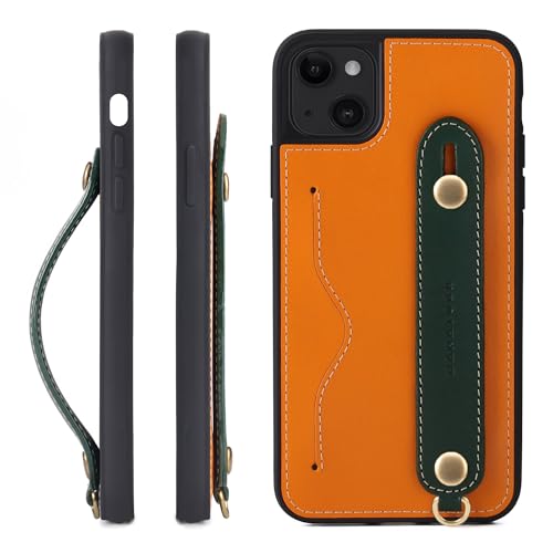 HANATORA for iPhone 15Plus �P�[�X �{�v �ϏՌ� �w�ʃx���g �X�g���b�v�����O �X�}�z�P�[�X �X�}�z �X�^���h�@�\ �l�b�N�X�g���b�v �t�� �C�^���A�����U�[ �M�t�g �I�����W+�O���[�� CGH-15Plus-Orange-GN