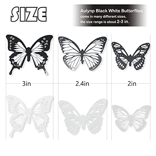 Aulynp 72Pcs Butterfly Wall Decor Stickers Glitter Removable 3D Mural Butterflies For Home Decoration Living Room Kids Bedroom Wall Decals Party Birthday Wedding With Adhesive Dots Black White #TOP1