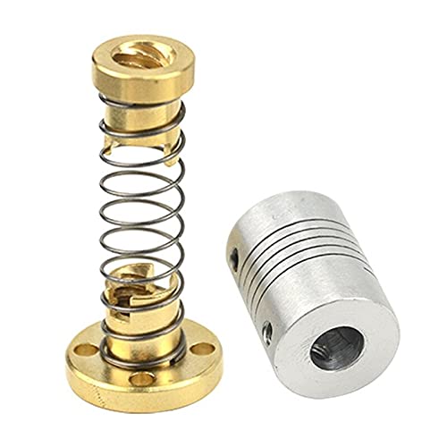 Lysee 3D Printer Parts & Accessories - T8 Anti Backlash Spring Loaded Nut (2Pcs)5mm to 8mm Stepper Motor Coupler(2PCS) with 20Pcs V-Shape Groove Wheel - (Color: As Shown)