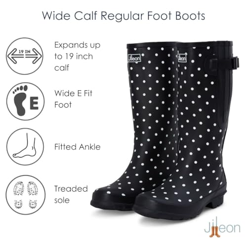 Jileon Wide Calf Rain Boots for Women - up to 19 inch Calf - Standard Foot & Ankle Width - Durable Rubber3